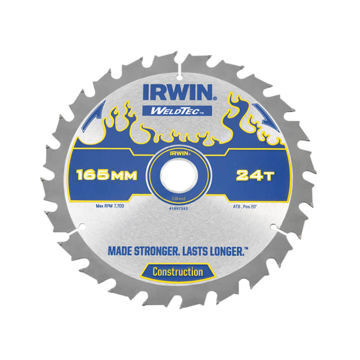 Picture of Irwin Weldtec Cordless Circular Saw Blade 165 x 20mm x 24 Teeth ATB 