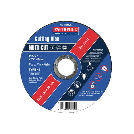 Picture of Faithfull Multi Purpose Cutting Discs 115 x 1.0 x 22.23mm (Pack 10)