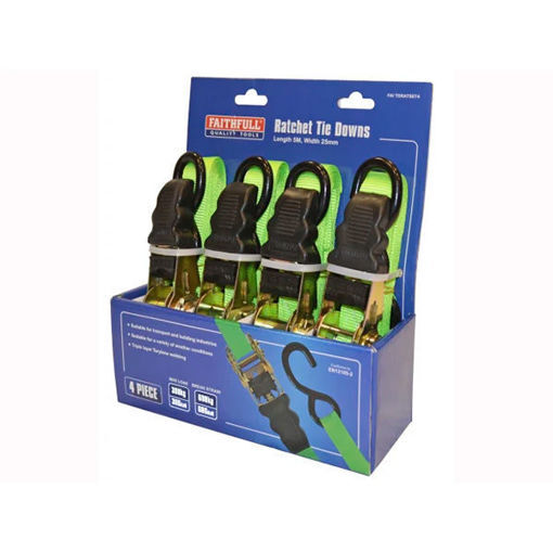 Picture of Faithfull Ratchet Tie-Down Set, 4 Piece