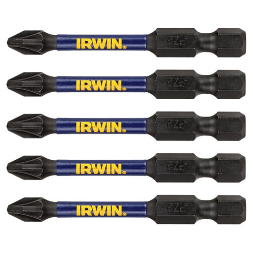 Picture of PZ2 x 57mm (Pack 5) Irwin Pozi Impact Screwdriver Bits